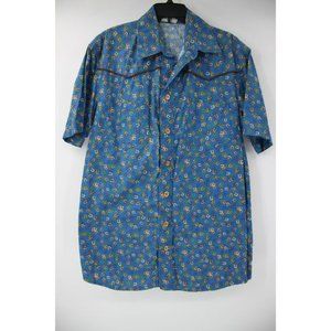 Vtg HRH his royal highness Mens L/XL hawaiian western shirt all over horseshoe